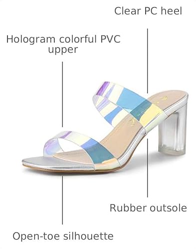 Allegra K Allegra K Women Colorful Straps Chunky Heel Clear PVC Sandals Slides