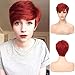 Short Red Wigs for Women Layered Natural Synthetic Heat Resistant Halloween Cosplay Costume Wig with Wig Cap