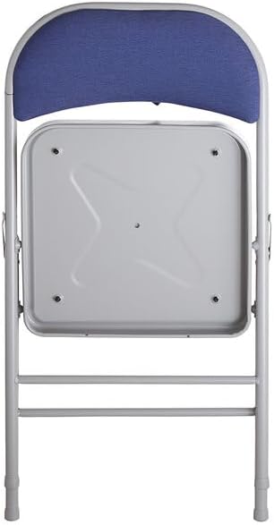 Miniatura 3 de 4 sillas Silla plegable de tela azul, asiento y respaldo acolchados, 18.5 x 19 x 29 pulgadas, capacidad de 300 libras, marco de acero gris, grado