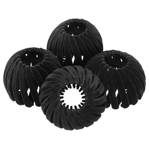 YELARXI Bird Nest Magic Hair Clip, Hairs Maker Flocking Ponytail Holder Hair Barrettes Accessories Shaper for Women Girls Hair Ties Thin Thick Fine Curly Hairs (4 Pack, Black)