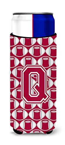 Letter Q Football Crimson, grey and white Ultra Beverage Insulators for slim cans CJ1065-QMUK