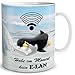 TRIOSK Tazza con pinguino, con scritta in lingua tedesca "Kein Elan", idea regalo divertente per lavoro, ufficio, donna, fidanzata, collega, pinguino