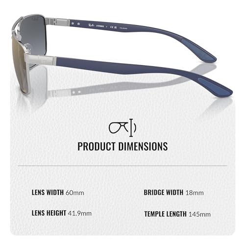 Image of Ray-Ban RB3737 CHROMANCE POLARIZED Rectangle Shape Sunglasses for Men & Women with Official Eyewear Kit