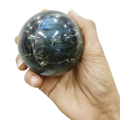 Image of Shubhanjali Labradorite Crystal Sphere Ball 250-300 GMS | Natural Polished Gemstone Sphere for Meditation, Reiki Practice, Feng Shui & Vastu Decor | Decorative Crystal Ball for Home & Office