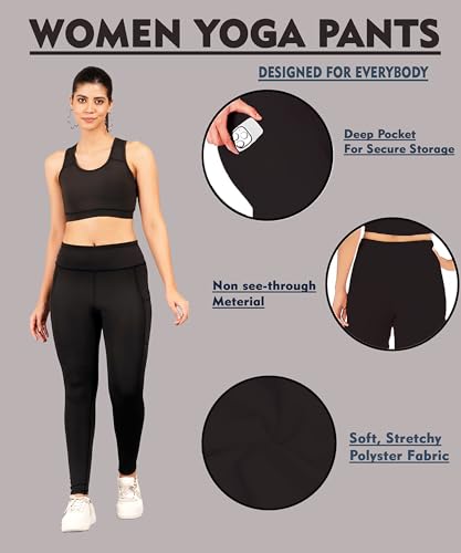 Image of NEVER LOSE Thick High Waist Yoga Pants with Pockets, Tummy Control Workout Running Yoga Leggings for Women