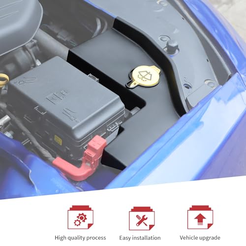 Image of JeCar Black Windshield Washer Tank Engine Bay Dust Cover Accessories for Dodge Charger 2011+ & Challenger 2015+