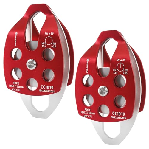 Image of NewDoar 30 KN CE Certified Large Rescue Pulley Single /Double Sheave with Swing Plate