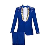 Men's Elegant Jacquard 2 Piece Suit Slim Fit Sequins Shawl Lapel Tuxedo One Button Formal Tux Sets W