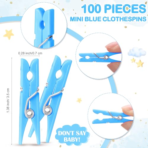 Baby Shower Games 100 Clothespins with 1 Don't Say Baby,Clothes,Blue by Unittype - Used condition - Image 3