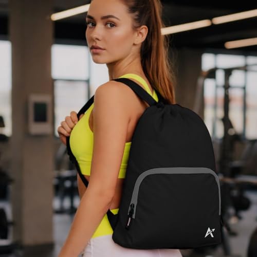 Image of Tukzer 15L Drawstring Daypack,Tablet sleeve, Gym bag Rucksack Backpack With Zip Pocket, Sports Shoe Bag, Shoulder Strap Breathable Mini Travel Backpacks For Men and Women, Aliens 34 X 43 X 10 CM-Black