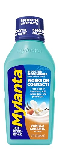 Mylanta Heartburn and Gas Relief Liquid Antacid Vanilla Caramel Flavor 12 Fluid Ounce