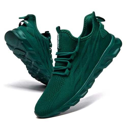 GLYGML Women's Walking Shoes Slip On Tennis Sneakers Gym Workout Lightweight Non Slip Mesh Breathable Running Shoes for Women Dark_Green US 7.5