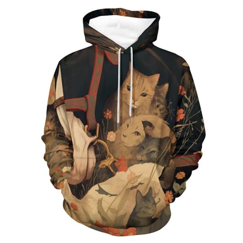 Sweat chat fleur cheval le cadeau original pour homme et femme