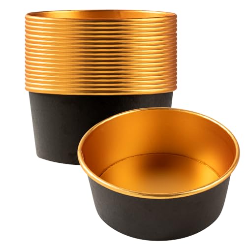 Restaurantware-Foil Lux 37 OZ Take Out Containers, 200 Insulated Foil Lining Food Containers - Greaseproof, Black And Gold Paper To Go Food Container, For Hot Or Cold Foods, Lids Sold Separately