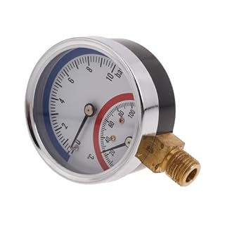 BYUTFA Manometro Termomanometro 0-10Bar 0-120℃ Termomanometro di Precisione Manometro Temperatura Caldaia per Riscaldamento a Pavimento
