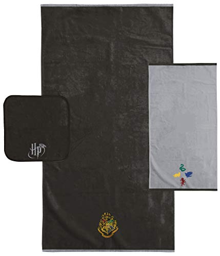 Jay Franco Harry Potter 3 Piece Towel Bath, Hand, & Wash Set, Gray