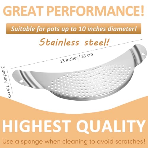 Boao 2 Pieces Pot Strainer with Handle Stainless Steel Colander Pasta Drainer Pan Pot Strainer with Recessed Hand Grips Suitable for Kitchen Different Sizes up to 10 Inches