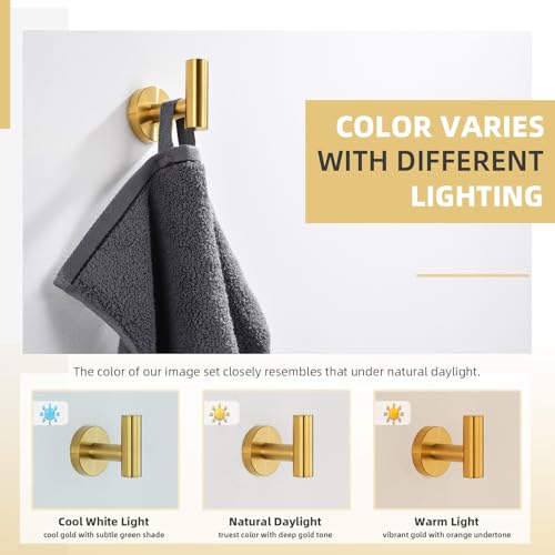 Image of Angle Simple Towel Hook for Bathroom, Bath Towel Holder, Brushed Dark Gold