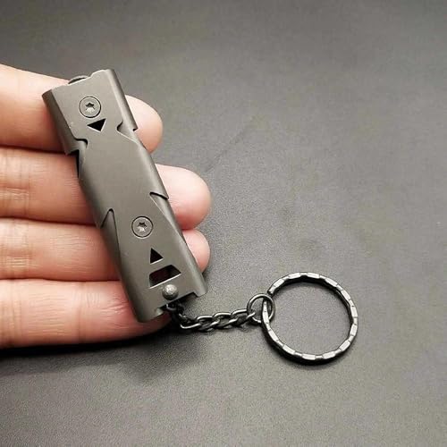 1Pc High End Stainless Steel Double Tube Explosive Whistle Gray Dual Band Whistle Can Be Used As A Keychain Party Gift 11X2.5cm