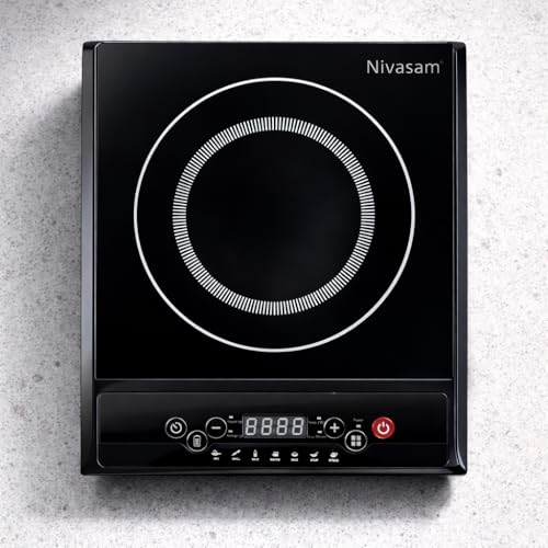 1600W Induction Cooktop with 4-Digit LED Display | Double Ring Coil Heating | Microcrystalline Glass Top | 240 Min Timer | 6 Cooking Modes | 7 Power Levels | Auto Cut-Off Safety | 1 Year Warranty