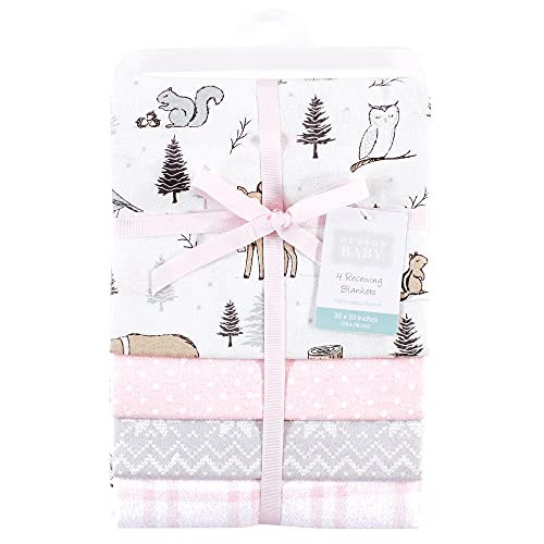 Image of Hudson Baby Unisex Baby Cotton Flannel Receiving Blankets, Winter Forest, One Size