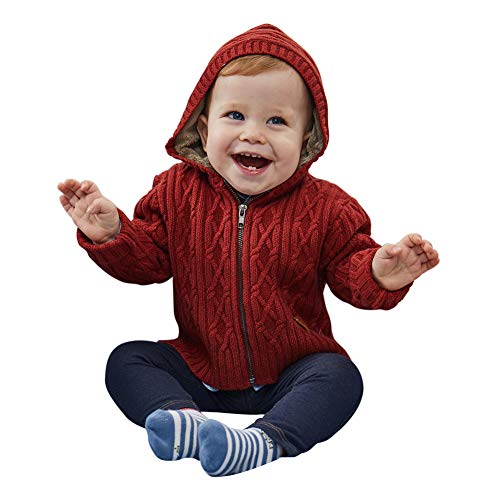 PETIT CLAN Baby Boy Hooded Cardigan Jacket Two Colors Cool Design for Baby Boy Purplish Red