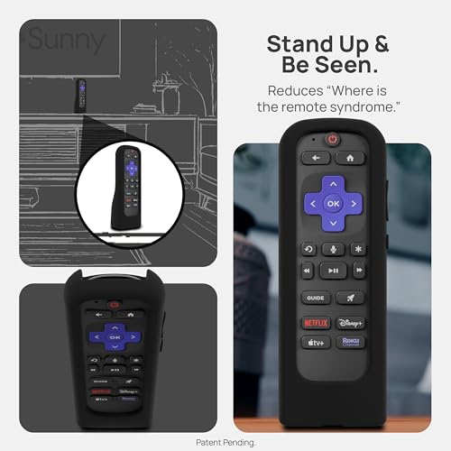 Image of GripStand by 73&Sunny Silicone Remote Cover for Roku Voice, Stand Up Design, Enhanced Grip, Compatible with TV Streaming Stick Plus 2025 4K /HD /HDR, Fits AirTag & Tile Mate, Ultra Black
