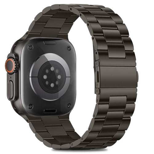 Image of HITZEE Compatible with Apple Watch Ultra Band 49mm Business Stainless Steel Metal Strap Men Women Link Bands Compatible for Apple Watch Ultra 3 /2 /1, 49mm Graphite