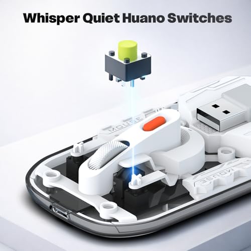 Image of Amkette Epic TP Advanced Transparent Wireless Mouse /Bluetooth Mouse Rechargeable, USB-A+USB-C Nano Receiver, 3200DPI, Type-C Charging, 3 Device Connectivity for Laptop, PC, MacBook, Tablet & More
