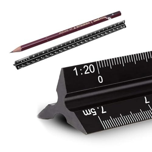 Architectural Scale Ruler,Aluminum Triangular Scale Ruler 30cm,Durable & Precise Scaleruler Architect,Scaleruler 1:20 1:25 1:50 1:75 1:100 1:125,for Architects,Students,Draftsman and Engineers(Black)