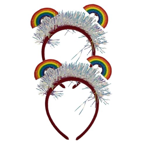 HORIALENCE Arcobaleno Fascia per capelli per uomo e donna, 2 cerchietti in feltro per cosplay e balli di fine anno, fascia colorata per feste con tenuta sicura