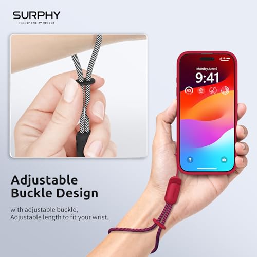Image of SURPHY 2 Pack Phone Lanyard, Phone Wrist Strap for Case, Camera Wrist Strap | Ultra-Light 2-Color Braided Phone Strap, Cellphone Charm Strap, Anti-Lost Wrist Lanyard for Women and Men, Red Black