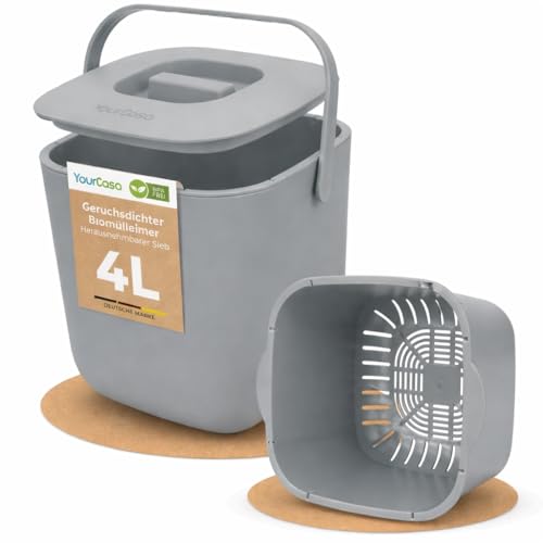 YourCasa Biomülleimer Küche 4L - Komposteimer mit herausnehmbarem Sieb & Deckel - geruchsdicht… – Ansicht 1