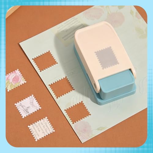 Image of Stamp Puncher, Postage Stamp Punch and Paper Punch Tool for Scrapbooking, Card Making and Gift Wrapping Projects, Light Blue Craft Cutter