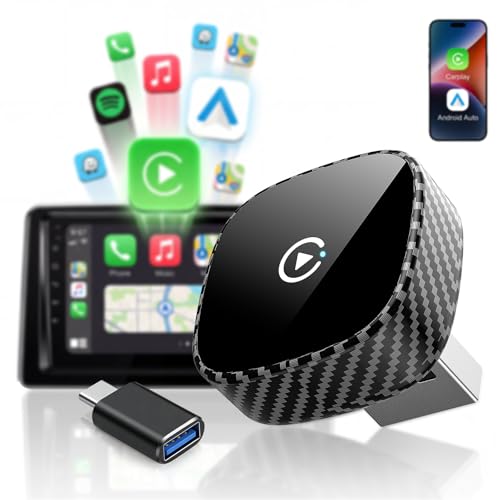 Wireless CarPlay Adapter for Apple iPhone & Android Auto 2026 Upgrade - Bluetooth & Wi-Fi, Plug & Play, 3X Fast Auto-Reconnect, No Latency, Convert Wired to Wireless Car Play Adapter (Black)
