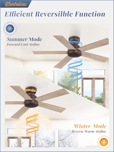 Image of Fanbulous 42 Inch Brown Ceiling Fan no Light, Flush Mount Low Profile