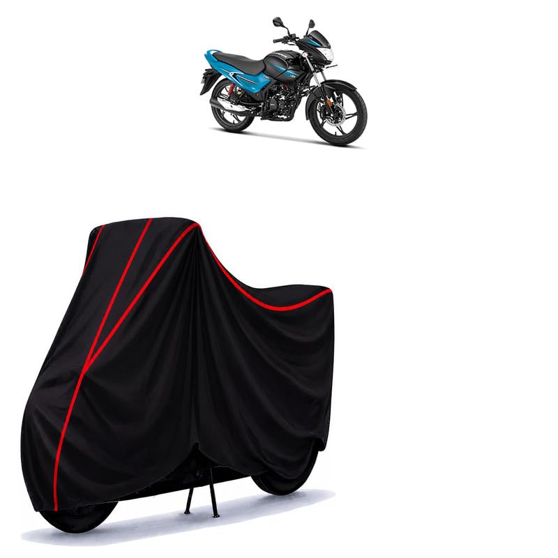 Image of Hero Glamour 2.0 BS6 Water Resistant Bike Cover for All Motorcycles & Rain | Heavy Duty Taffeta Fabric | UV Protection, Dustproof, Scratchproof | All Weather Two Wheeler Body Cover with Elastic Bottom
