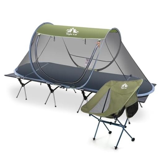 Night Cat Pop-up Mosquito Tent with Backpacking Chair Ultralight for 1 Person Camping Tent with Bug Screen Net Adults Kids Fits with Camping Cot (Exclueded)