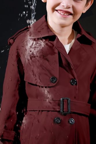 Image of Betusline Boys Waterproof Trench Coat Double Breasted Classic Belted Outwear Jacket Dress Coats