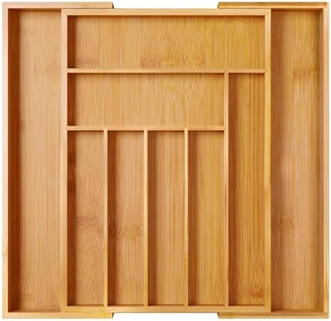 ADEPTNA Large Expandable Bamboo Cutlery Tray Drawer Organiser 7-9...