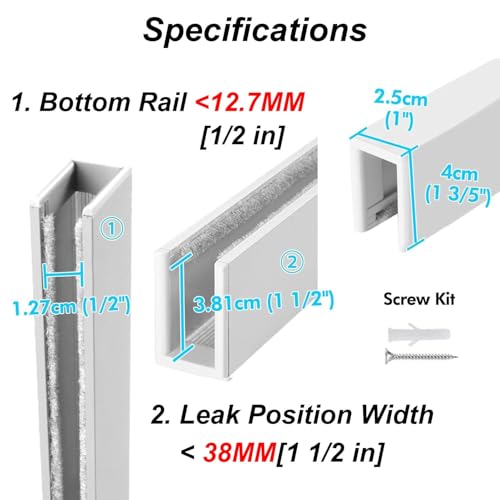 Tiras de bloqueo de luz en U con rieles laterales de aluminio de alta resistencia, pack de 2 6