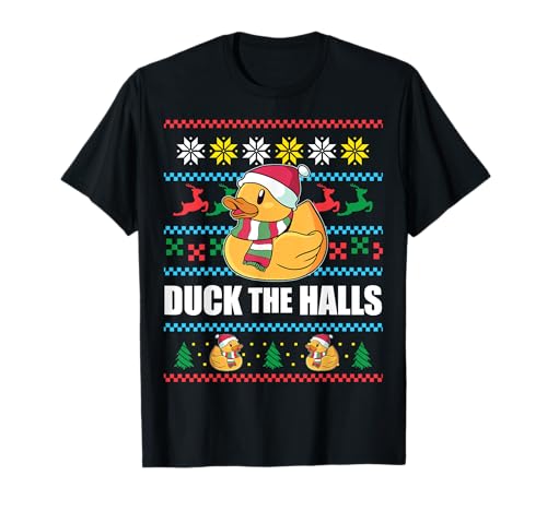 ¡DUCK THE HALLS! Ugly Christmas Jumper Funny Santa Claus Meme Camiseta