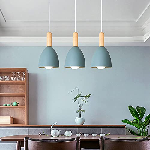 Lanterne suspendue en bois massif et métal, plafonnier chic 3 douilles E27 - 2