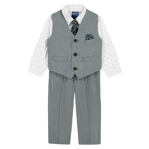 Image of Nautica Boys' 4-piece Formal Suit Set with Vest, Pants, Collared Dress Shirt, and Tie