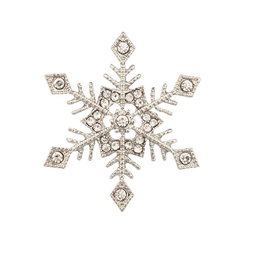 Lux Accessories Snowflake Wintertime Christmas Crystal Xmas Brooch Pin