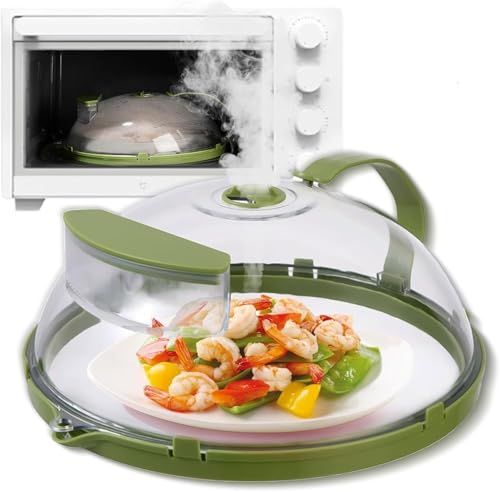 NIUB Microwave Cover for Food Clear Microwave Splatter Cover with Water Steamer and Handle 10 Inch Plate Covers Kitchen Gadgets and Accessories