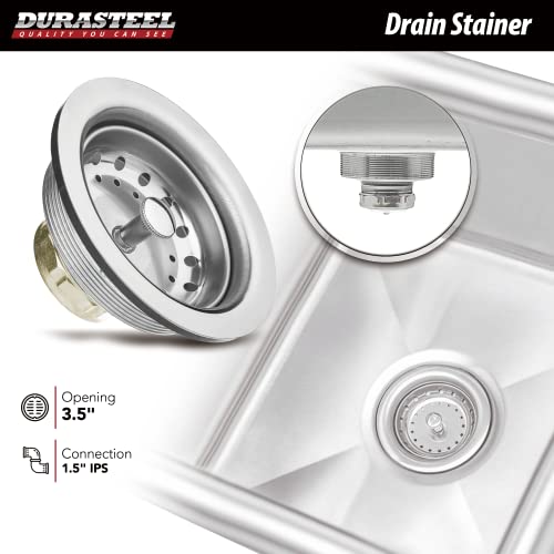 Stainless Steel Prep & Utility Sink - Durasteel 1 Compartment Commercial Kitchen Sink - Nsf Certified - Single 15" X 15" Inner Tub (Restaurant, Kitchen, Laundry, Garage) #TOP3