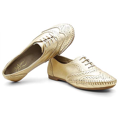 Oxford em Couro 15360 QQ Casual Ouro 37