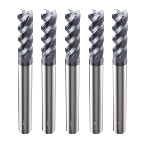 Image of LU&MN End Mills, Carbide Square Mill Bits Sets for Milling Alloy Steels, Hardened Steel, Metal & More, Ideal for DIYers and Professionals, 4T, 4 Flute (5, 1 /4 in)