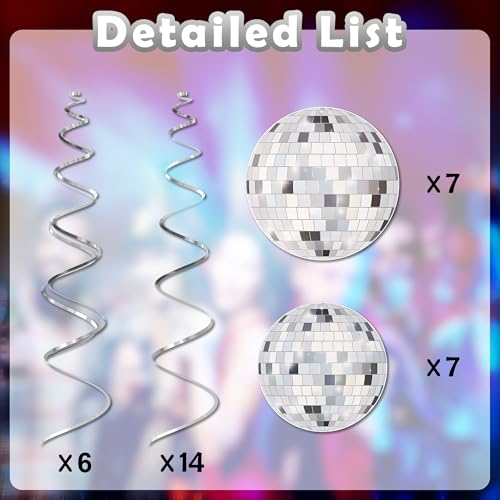 Image of Kaluofan 34PCS Disco Party Decorations, 70s Decor Disco Ball Decor Ceiling Decorations Hanging, Dance Party Decorations for 70s 80s Birthday Retro Disco Garland Party